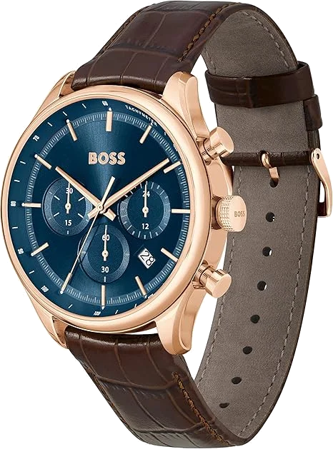 Montre Hugo Boss Sport Lux Gregor 1514050 pour Homme - Cadran Bleu, Bracelet Cuir Marron vue 2
