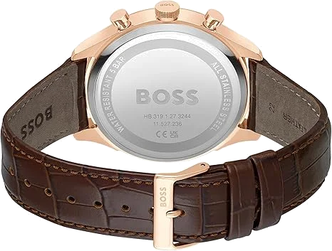 Montre Hugo Boss Sport Lux Gregor 1514050 pour Homme - Cadran Bleu, Bracelet Cuir Marron vue 3