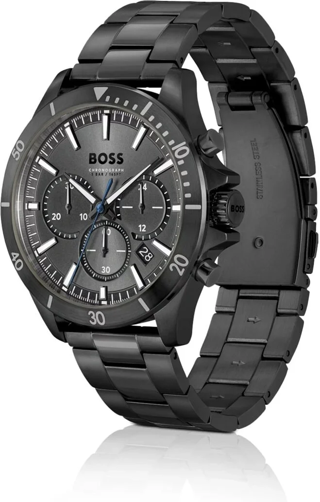 Montre Homme Hugo Boss Troper 1514058, boîtier et bracelet acier noir, cadran multifonctions vue 2