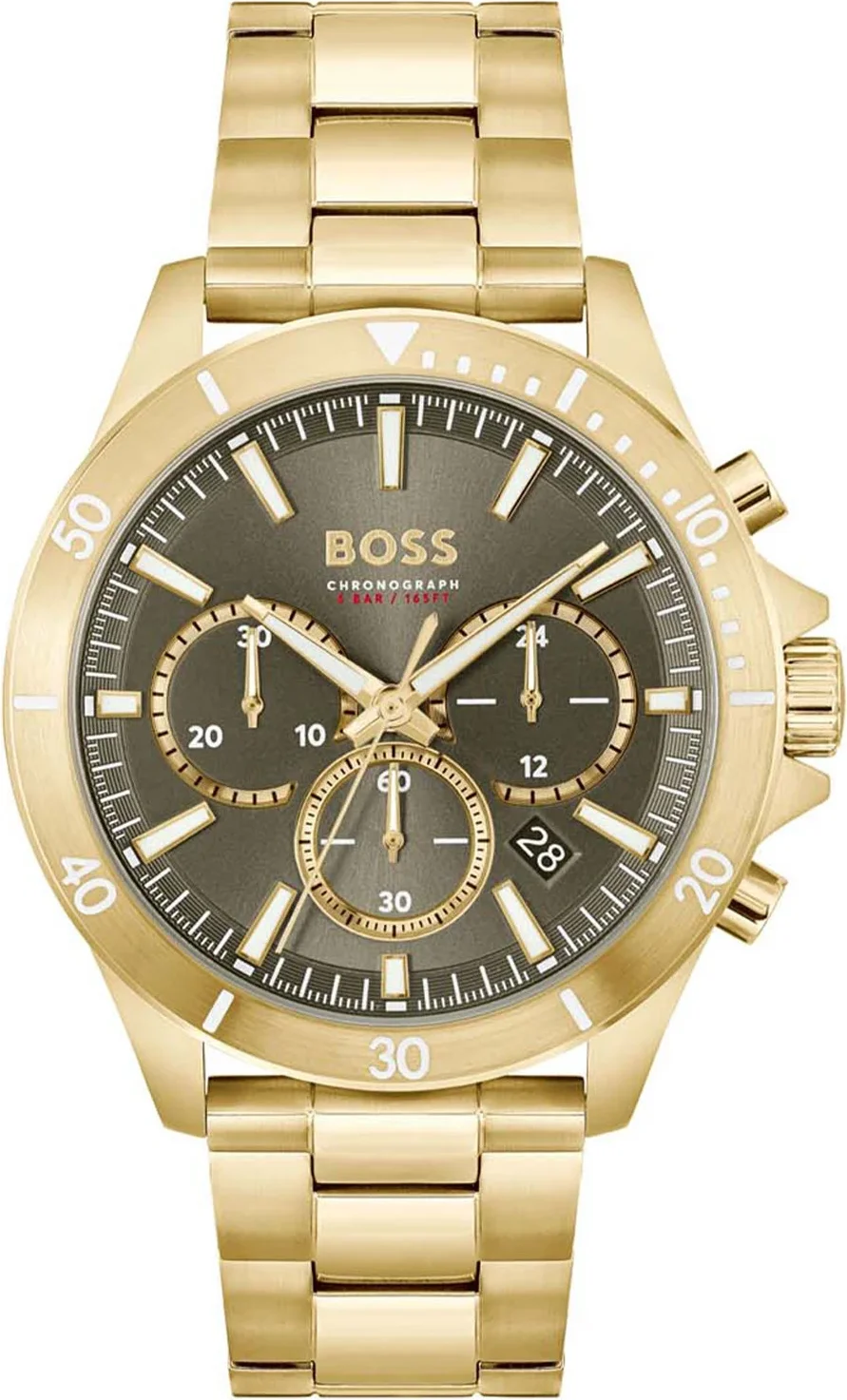 Montre Homme Hugo Boss Troper 1514059 - Boîtier et bracelet acier doré, cadran marron multifonctions