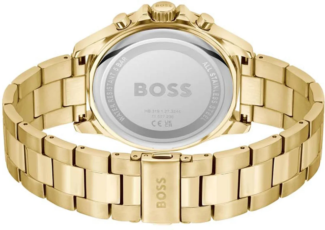 Montre Homme Hugo Boss Troper 1514059 - Boîtier et bracelet acier doré, cadran marron multifonctions vue 3