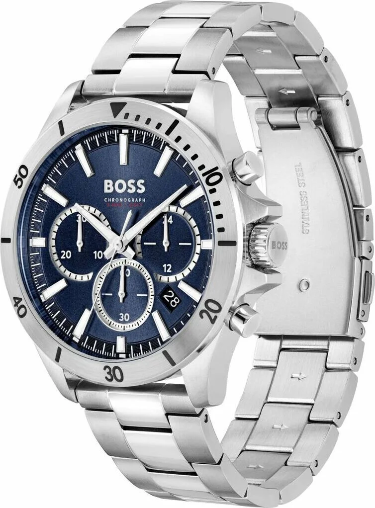 Montre Homme Hugo Boss Troper 1514069 - Boîtier et bracelet acier argenté, cadran bleu multifonctions vue 2