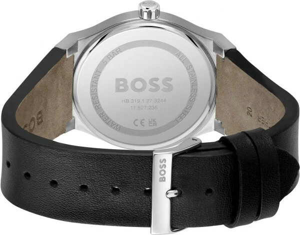 Montre Homme Hugo Boss 1514075 Candor - Boîtier Acier 41mm, Cadran Noir Soleillé, Bracelet Cuir Texturé Noir vue 3