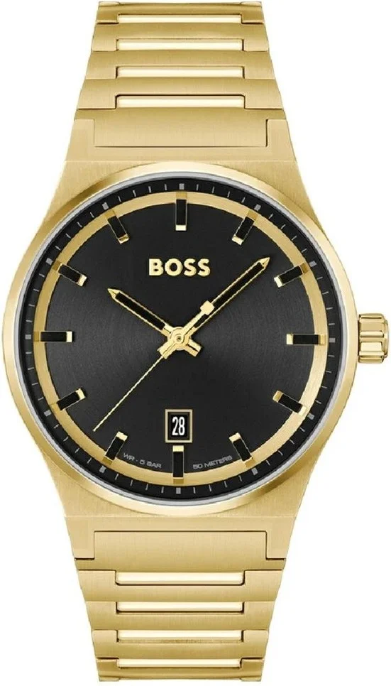 Montre Homme Hugo Boss 1514077 - Boîtier Acier Doré 41mm, Cadran Noir Soleillé