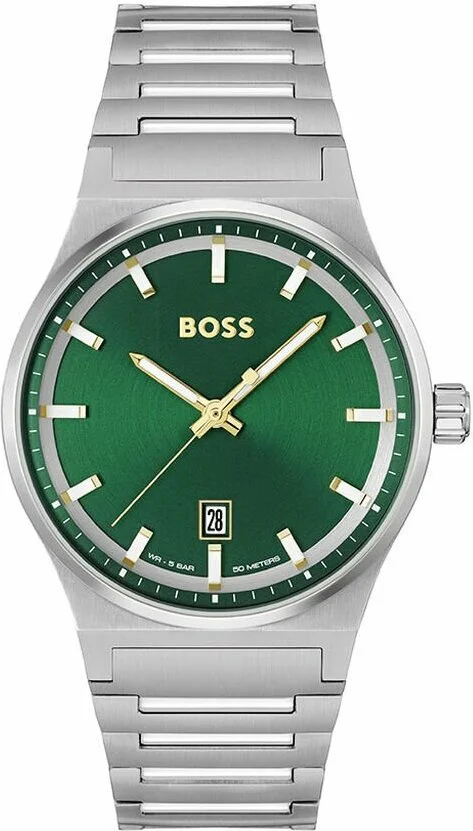 Montre Homme Hugo Boss 1514079 Candor - Cadran Vert Soleillé - Bracelet Acier Brossé