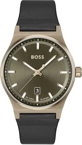 Montre Hugo Boss 1514080 Candor Homme - Boîtier Bronze, Cadran Vert, Bracelet Cuir Noir