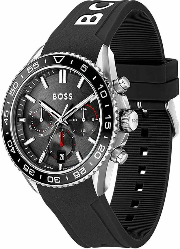 Montre Homme Hugo Boss Runner 1514141 - Boîtier Bicolore, Cadran Noir Multifonctions, Bracelet Silicone Noir vue 2
