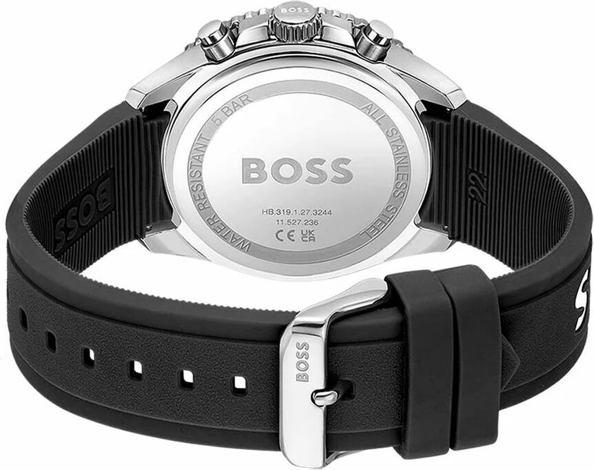 Montre Homme Hugo Boss Runner 1514141 - Boîtier Bicolore, Cadran Noir Multifonctions, Bracelet Silicone Noir vue 3