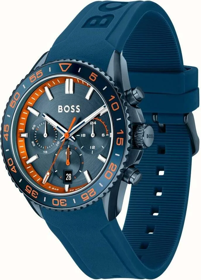 Montre Homme Hugo Boss Runner 1514142 - Bracelet silicone bleu, Cadran multifonctions vue 2