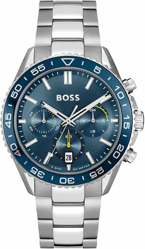 Montre Homme Hugo Boss 1514143 Runner Acier Argenté Cadran Bleu Chronographe