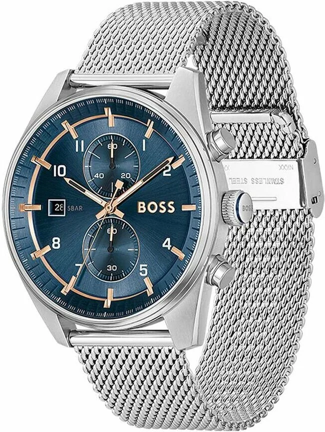 Montre Homme Hugo Boss Skytraveller 1514149, Boîtier Acier Argenté, Cadran Bleu vue 2