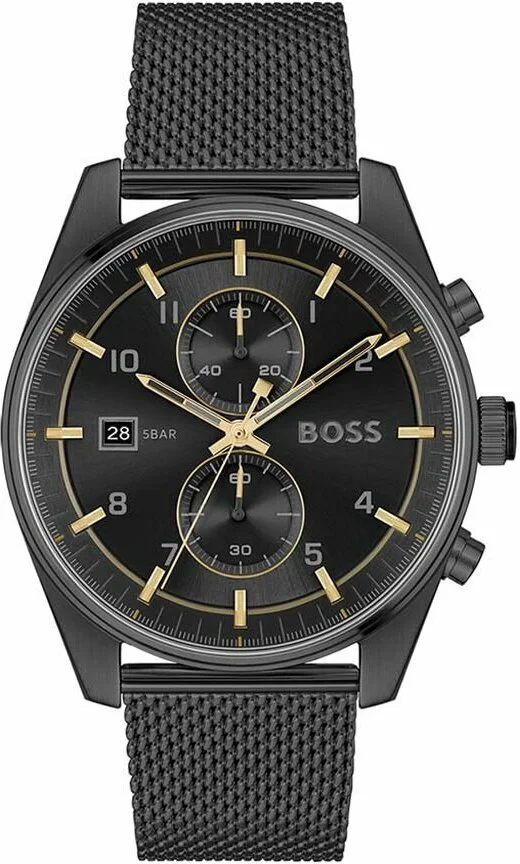 Montre Hugo Boss 1514150 Chronographe Homme Acier Noir Maille Milanaise