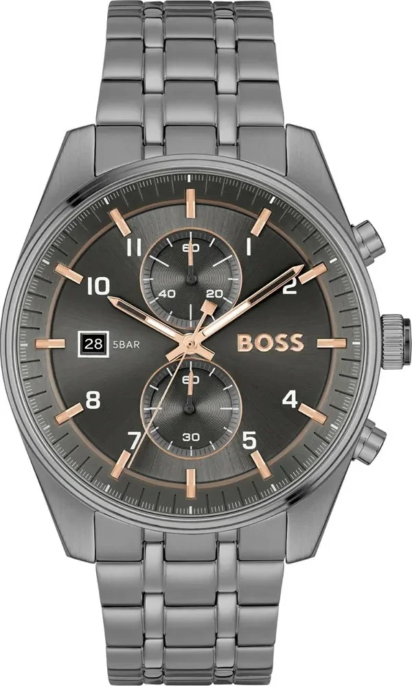 Montre Homme Hugo Boss 1514153 Skytraveller Acier Gris Mat / Cadran Noir