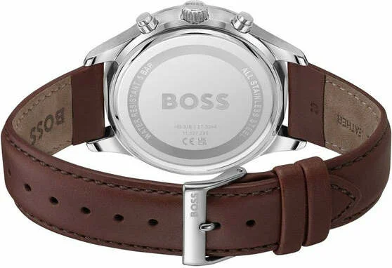 Montre Homme Hugo Boss 1514155 Quartz - Boîtier Acier 42mm, Cadran Gris Anthracite, Bracelet Cuir Marron vue 3