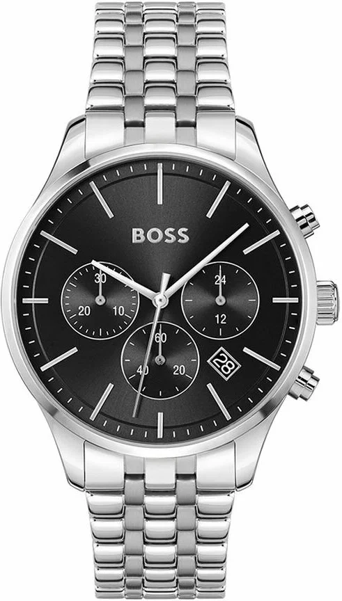 Montre Homme Hugo Boss Avery 1514157 Acier Argenté Cadran Noir Brossé