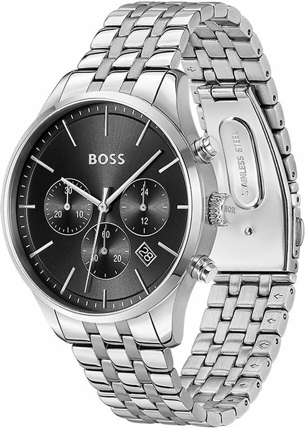 Montre Homme Hugo Boss Avery 1514157 Acier Argenté Cadran Noir Brossé vue 2
