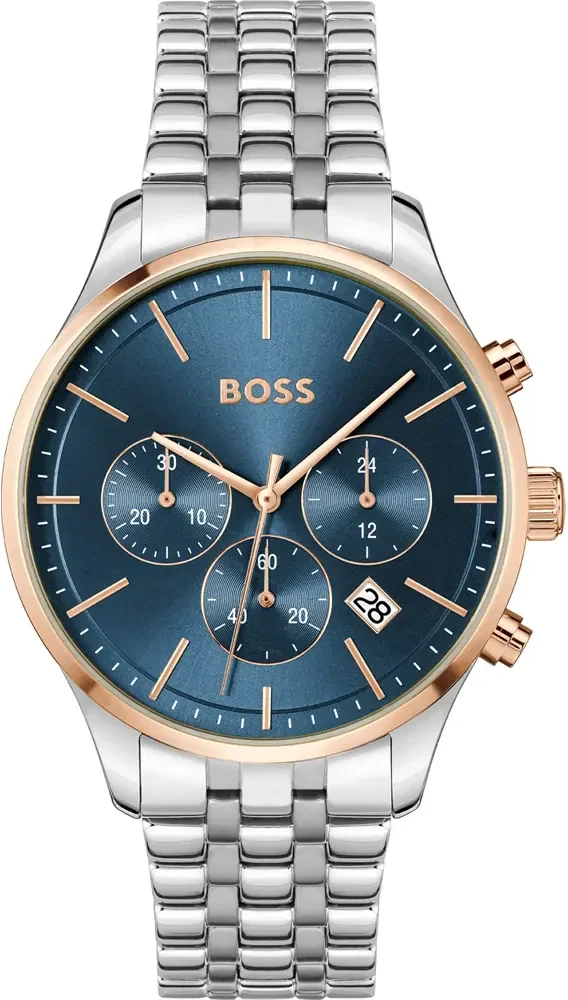 Montre Homme Hugo Boss 1514158 Avery en Acier Bicolore et Cadran Bleu Multifonctions