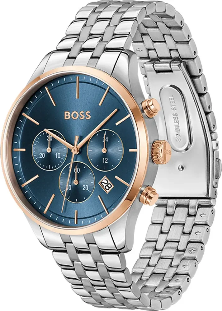 Montre Homme Hugo Boss 1514158 Avery en Acier Bicolore et Cadran Bleu Multifonctions vue 2