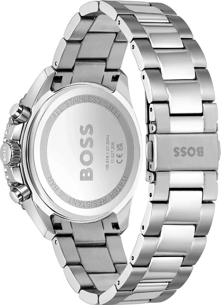 Montre Homme Hugo Boss Runner 1514162 Acier Bicolore Cadran Orange Chronographe vue 3