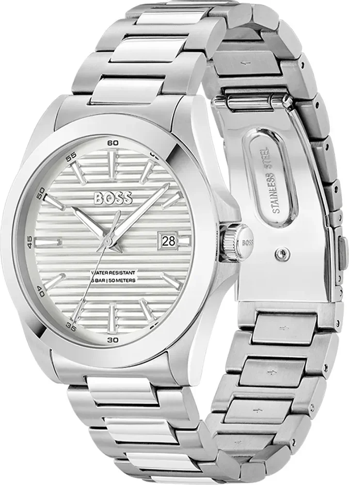 Montre Homme Hugo Boss 1514176, Boîtier et Bracelet Acier Argenté, Cadran Blanc vue 2
