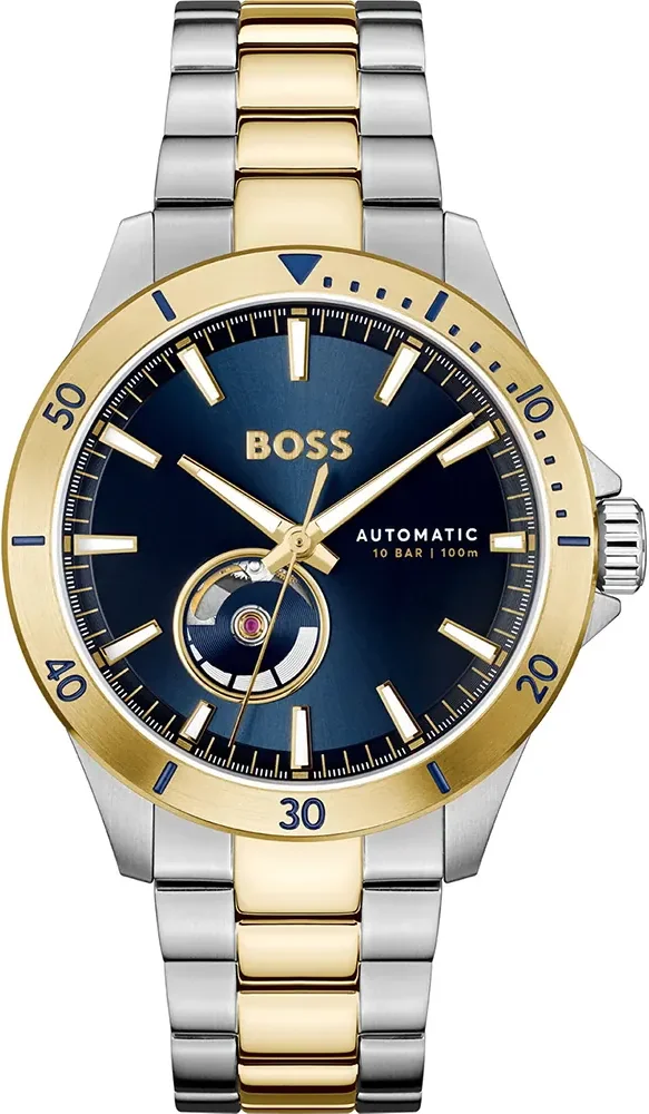 Montre Homme Hugo Boss Troper 1514201 Automatique - Boîtier Bicolore, Cadran Bleu Soleillé