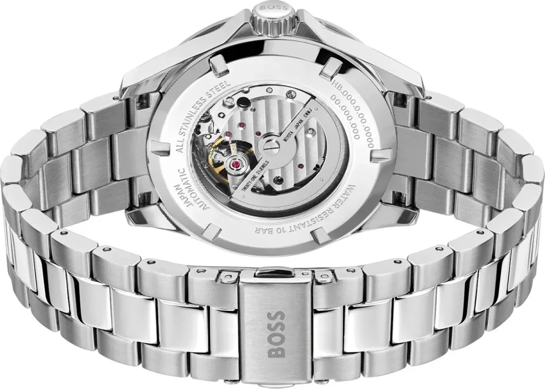 Montre Homme Hugo Boss Troper Automatique 1514202 - Boîtier et bracelet acier argenté, cadran noir Open Heart vue 3