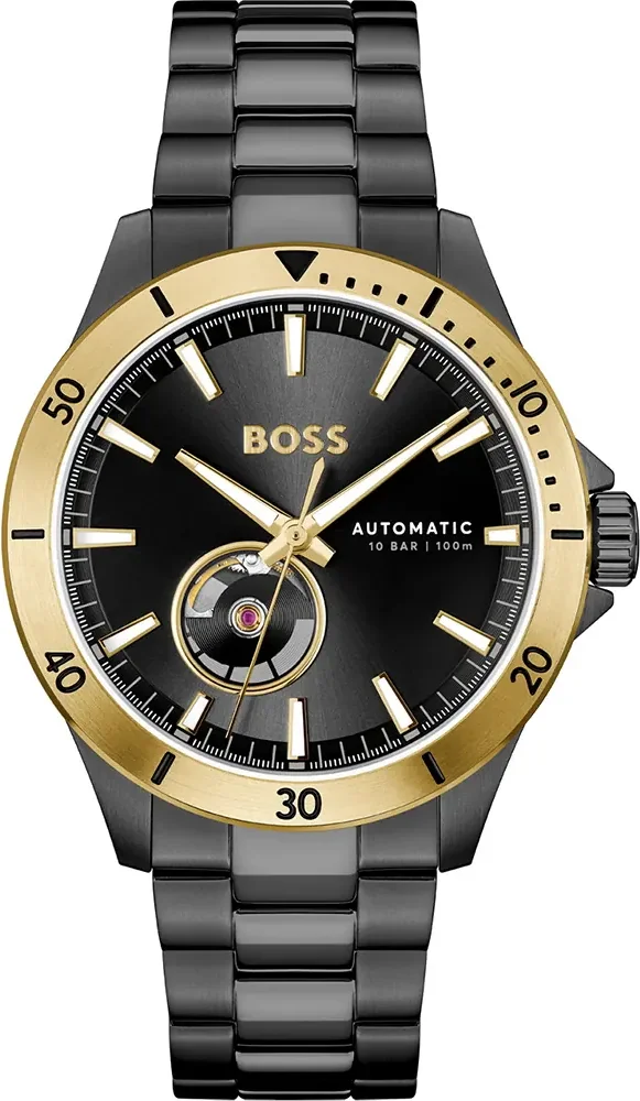 Montre Homme Hugo Boss Troper Automatique 1514203 Boîtier et Bracelet Acier Noir
