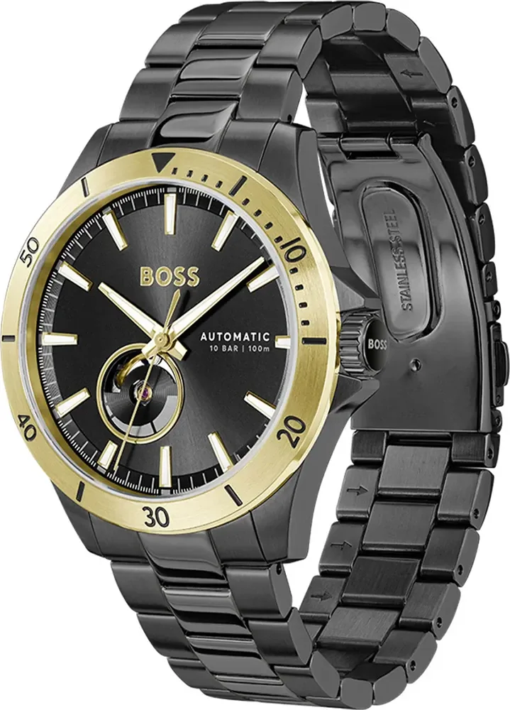 Montre Homme Hugo Boss Troper Automatique 1514203 Boîtier et Bracelet Acier Noir vue 2