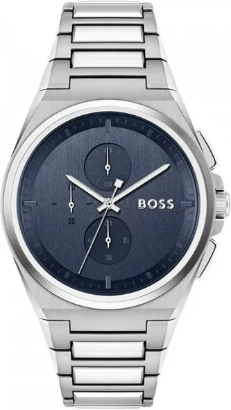 Montre Homme Hugo Boss Steer 1514048, Cadran Bleu sur Bracelet Acier Argent