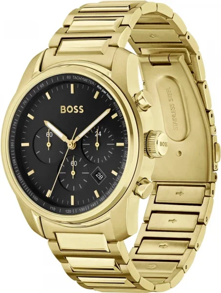Montre Homme Hugo Boss Trace 1514006, Boîtier et Bracelet Acier Doré, Cadran Noir Multifonction vue 2