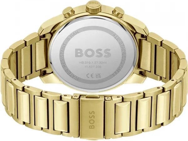 Montre Homme Hugo Boss Trace 1514006, Boîtier et Bracelet Acier Doré, Cadran Noir Multifonction vue 3