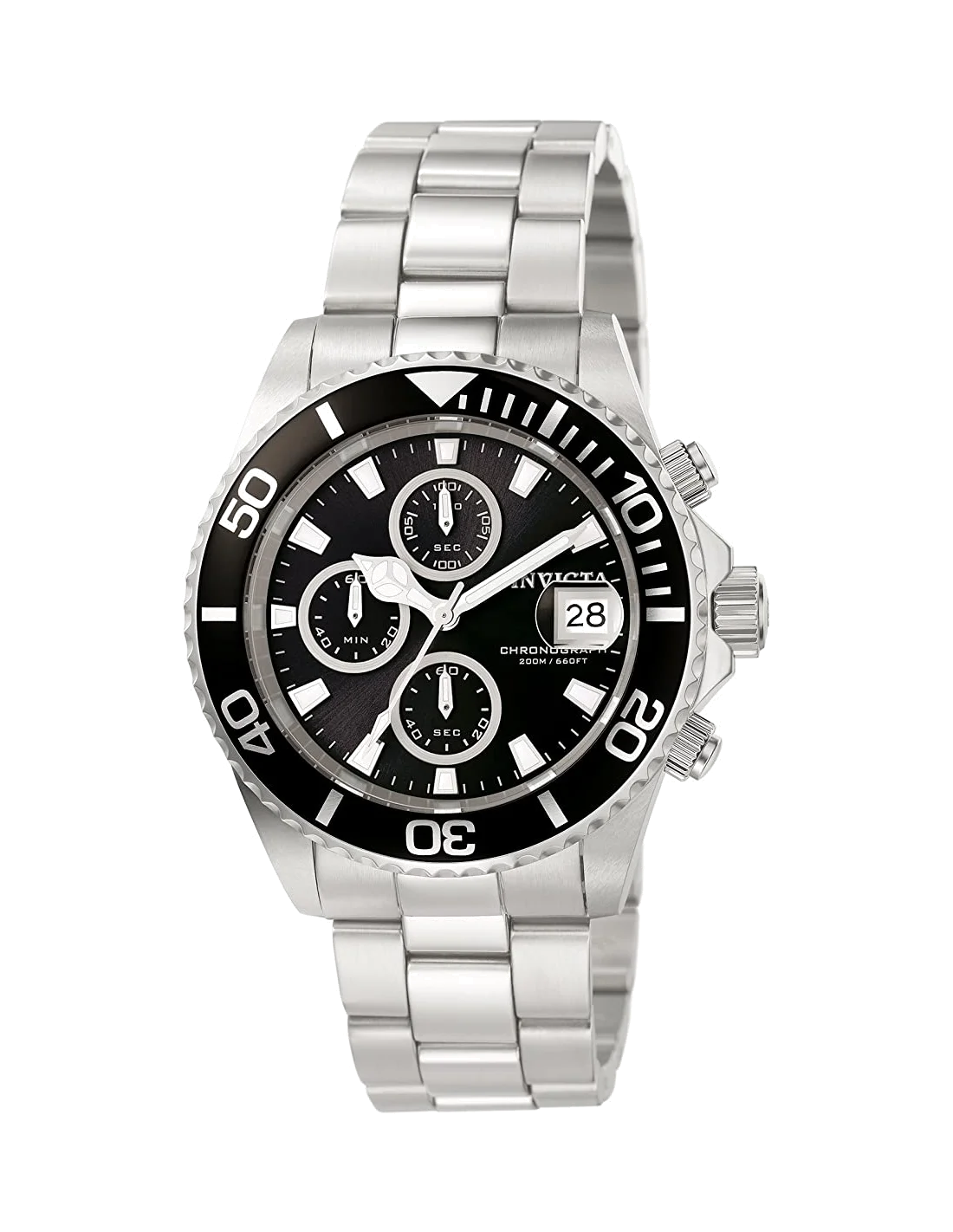 Montre homme Invicta Pro Diver en acier inoxydable avec cadran noir