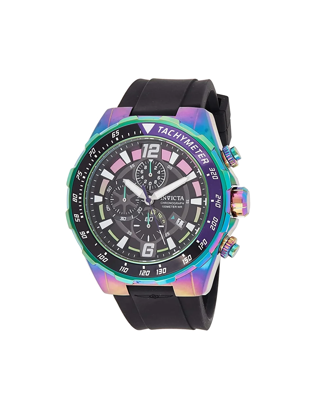 Montre homme Invicta Quartz Aviator lunette arc-en-ciel