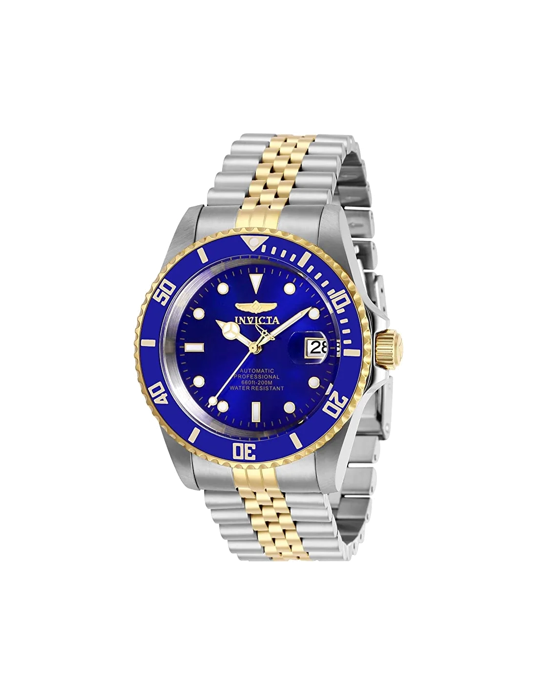 Montre homme Invicta Automatic Pro Diver en acier inoxydable bicolore avec cadran bleu