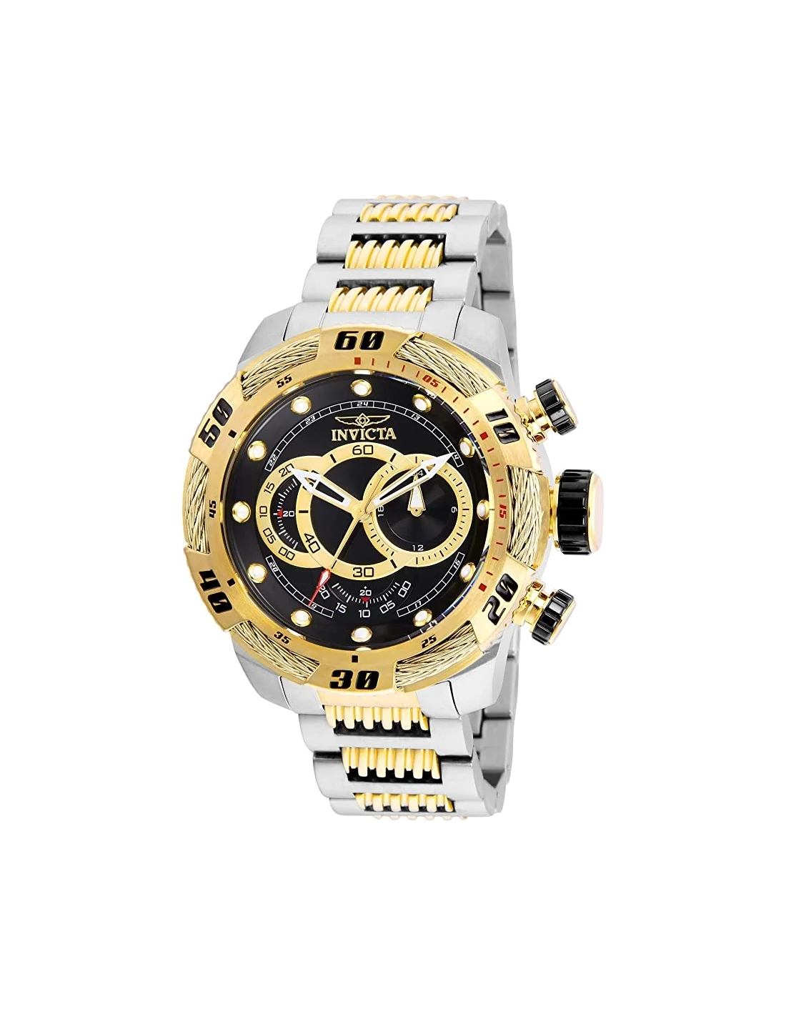Montre homme Invicta Quartz Speedway en acier inoxydable bicolore avec cadran noir