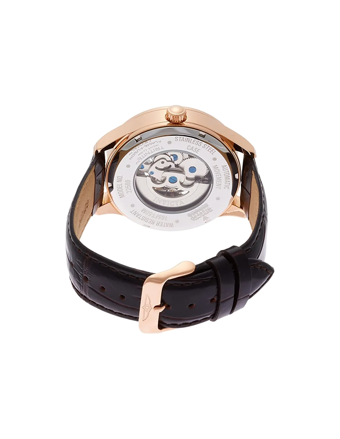 Montre homme Invicta Automatic Vintage bracelet en cuir marron vue 4