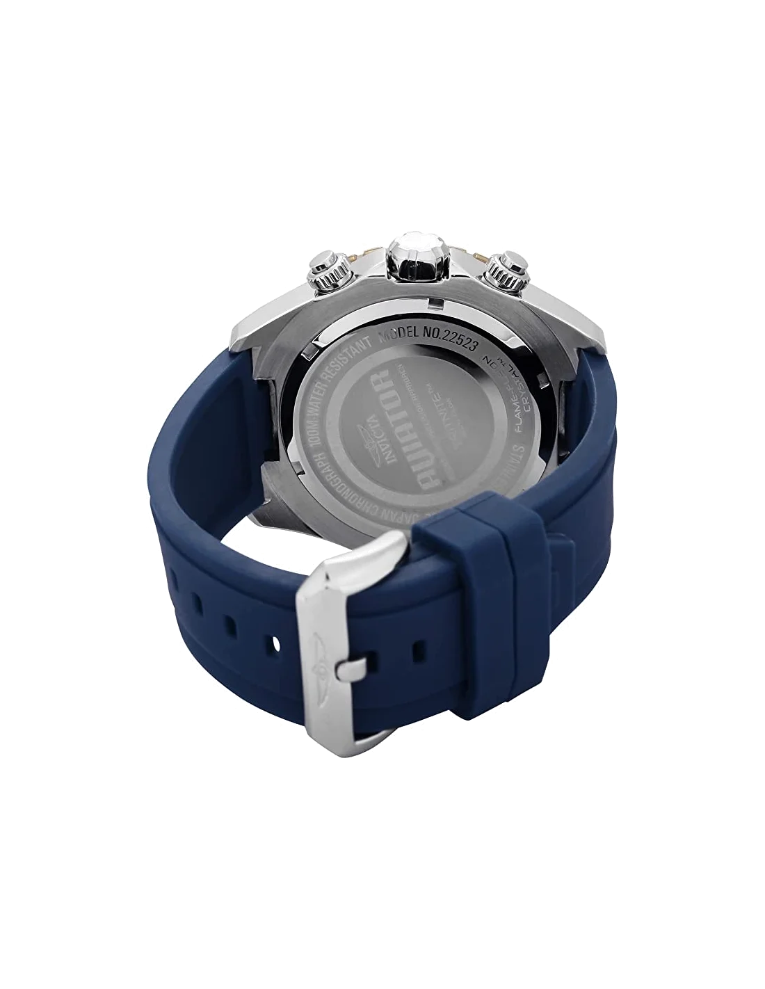 Montre homme Invicta Quartz Aviator avec bracelet en silicone bleu vue 2