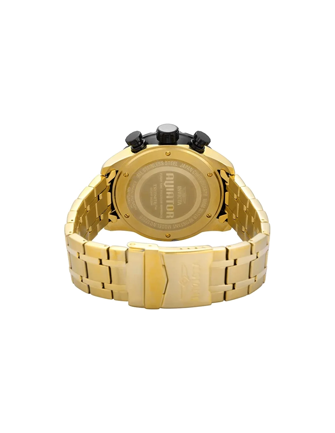 Montre homme Invicta Quartz Aviator avec boîtier en acier inoxydable doré vue 3