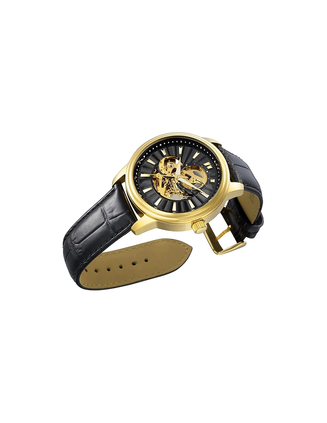 Montre homme Invicta Automatic Vintage bracelet en cuir noir vue 2