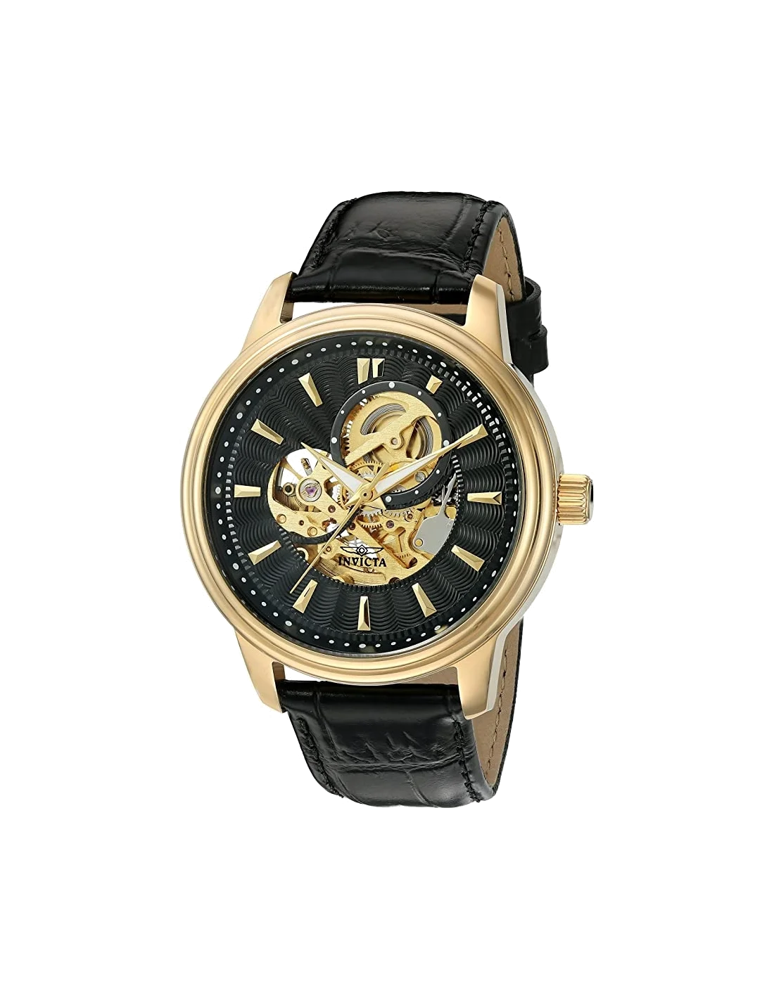 Montre homme Invicta Automatic Vintage bracelet en cuir noir
