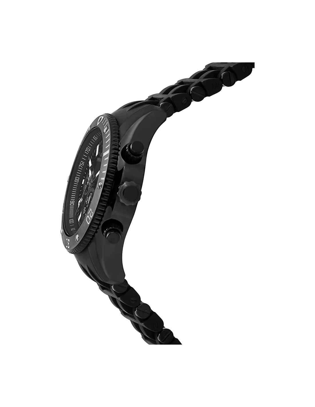 Montre homme Invicta Quartz Sea Spider en acier inoxydable noir et bracelet en polyuréthane vue 4