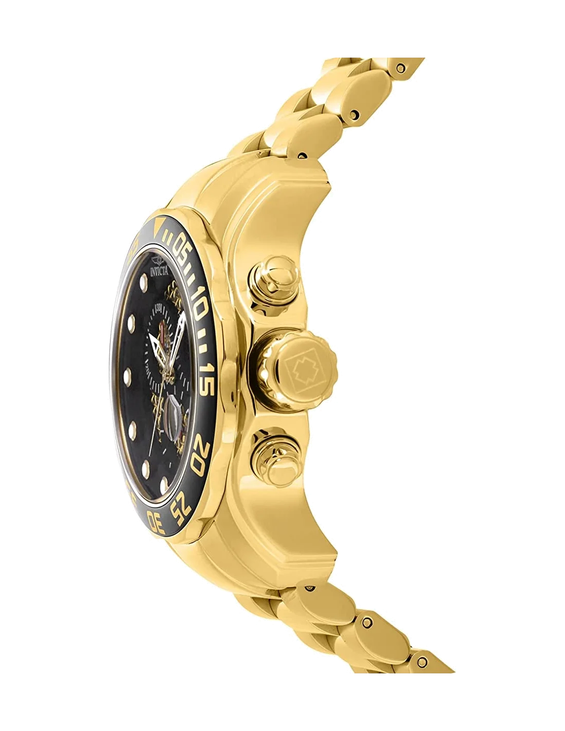 Montre homme Invicta Quartz Pro Diver en acier inoxydable à placage ionique en or 18 carats vue 2