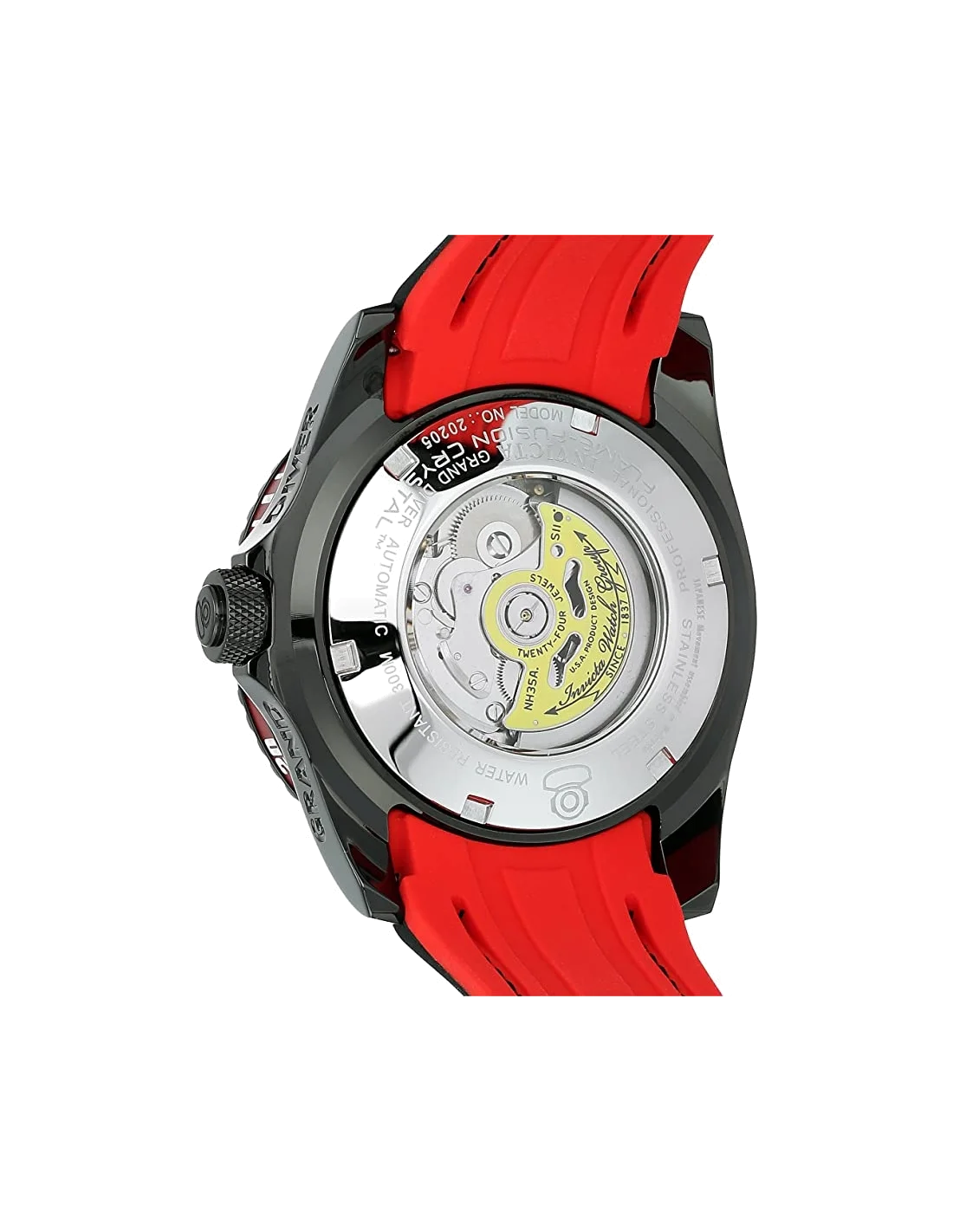 Montre homme Invicta Automatic Pro Diver avec bracelet en silicone noir vue 2