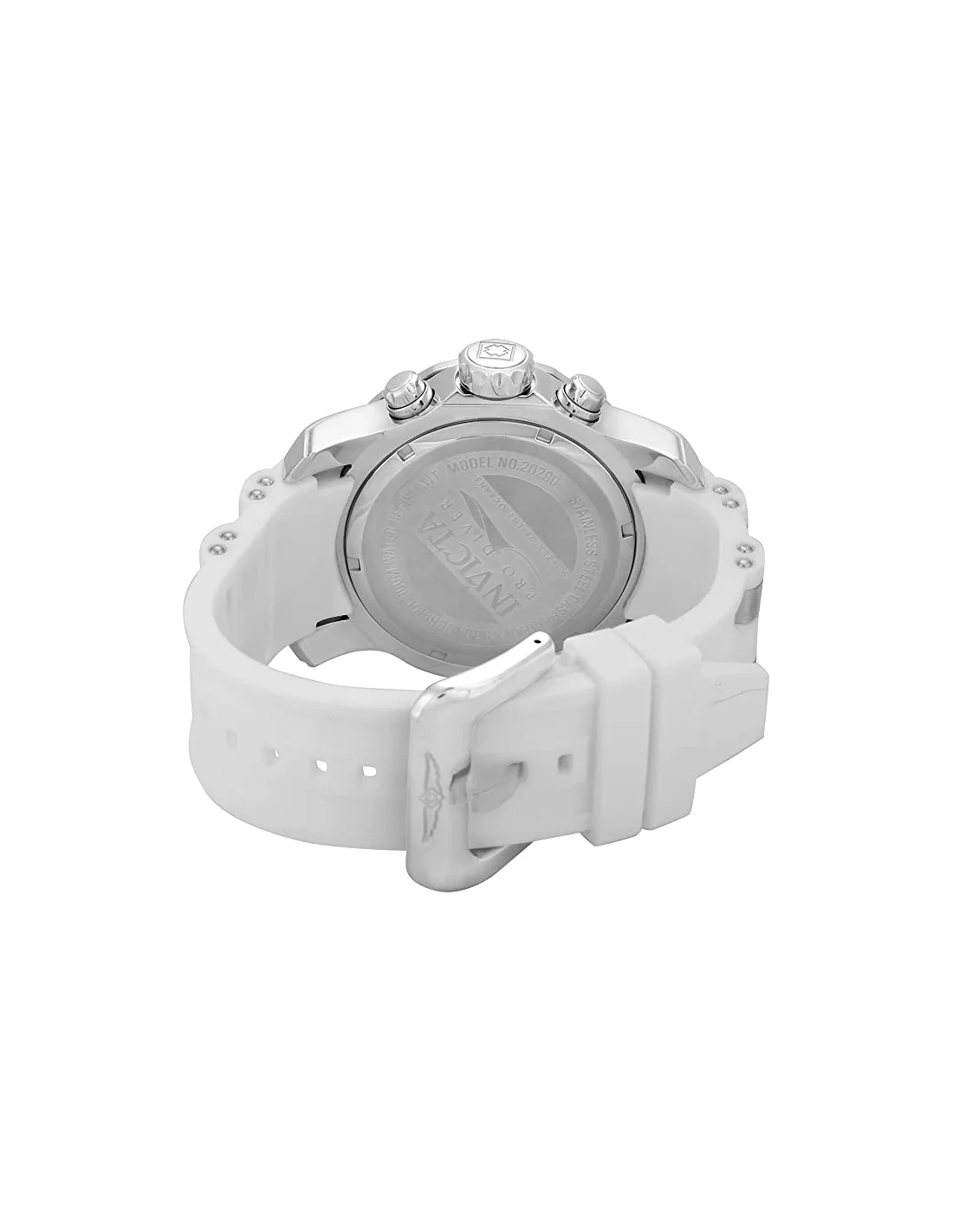 Montre homme Invicta Quartz Pro Diver en silicone blanc et bracelet en acier inoxydable vue 3