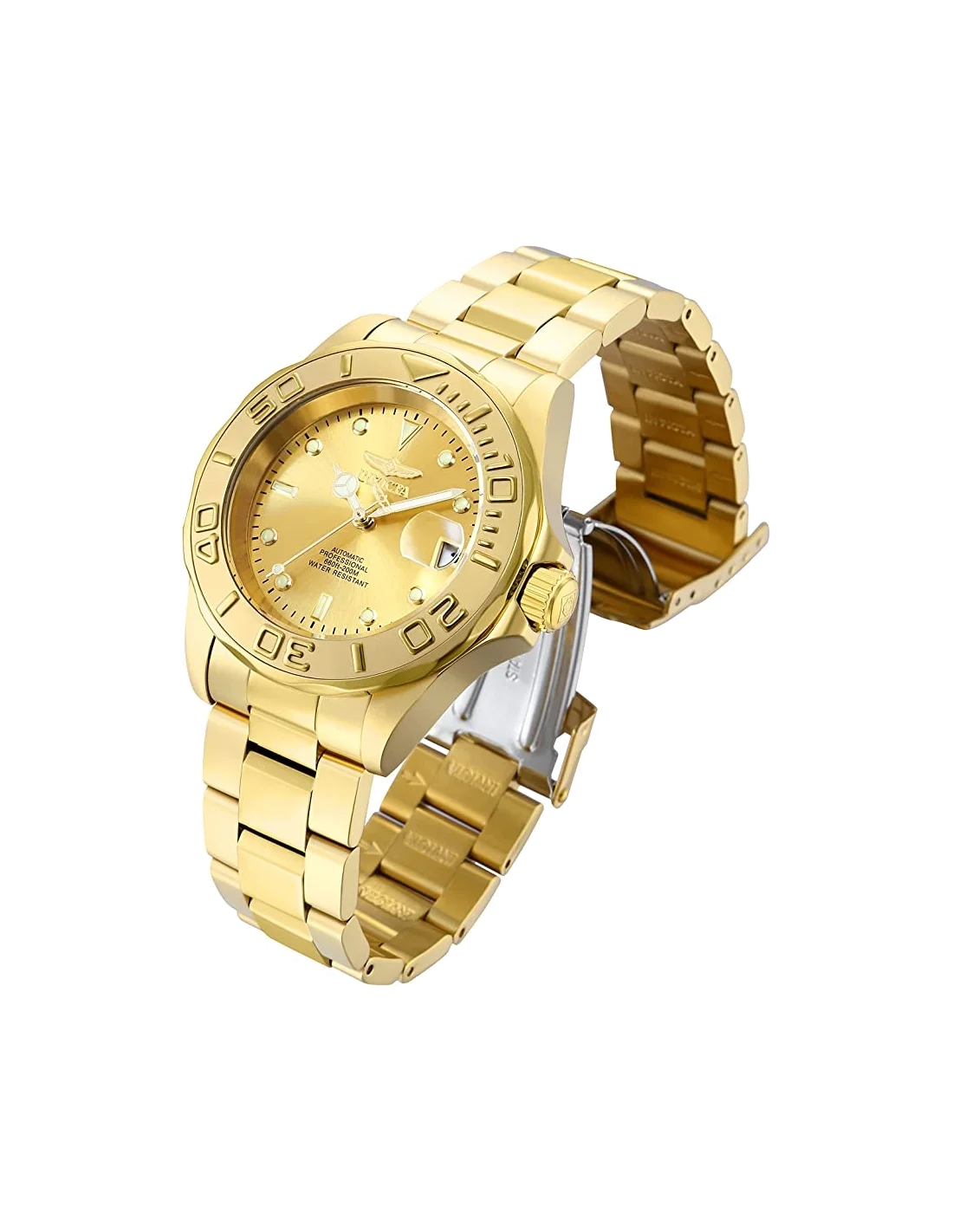 Montre homme automatique Invicta Pro Diver en acier inoxydable plaqué or vue 2