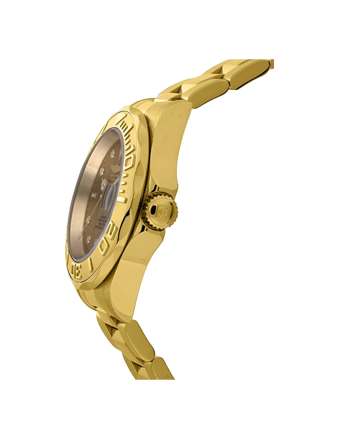 Montre homme automatique Invicta Pro Diver en acier inoxydable plaqué or vue 3