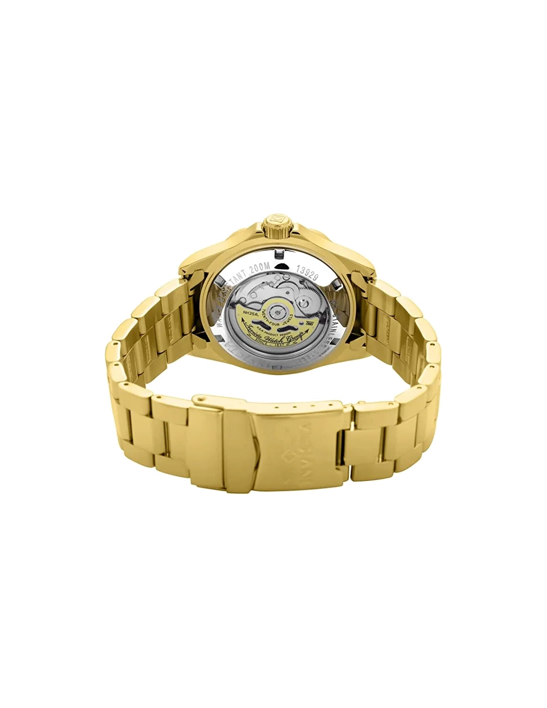 Montre homme automatique Invicta Pro Diver en acier inoxydable plaqué or vue 4