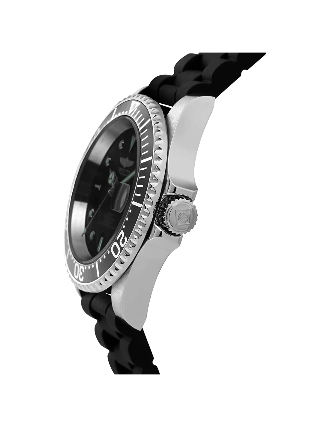 Montre homme automatique Invicta Pro Diver avec bracelet en silicone noir vue 3