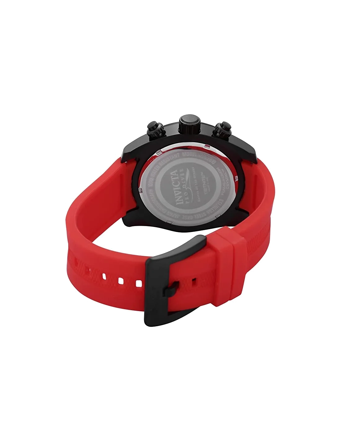Montre homme Invicta Quartz Pro Diver avec bracelet en silicone rouge vue 2
