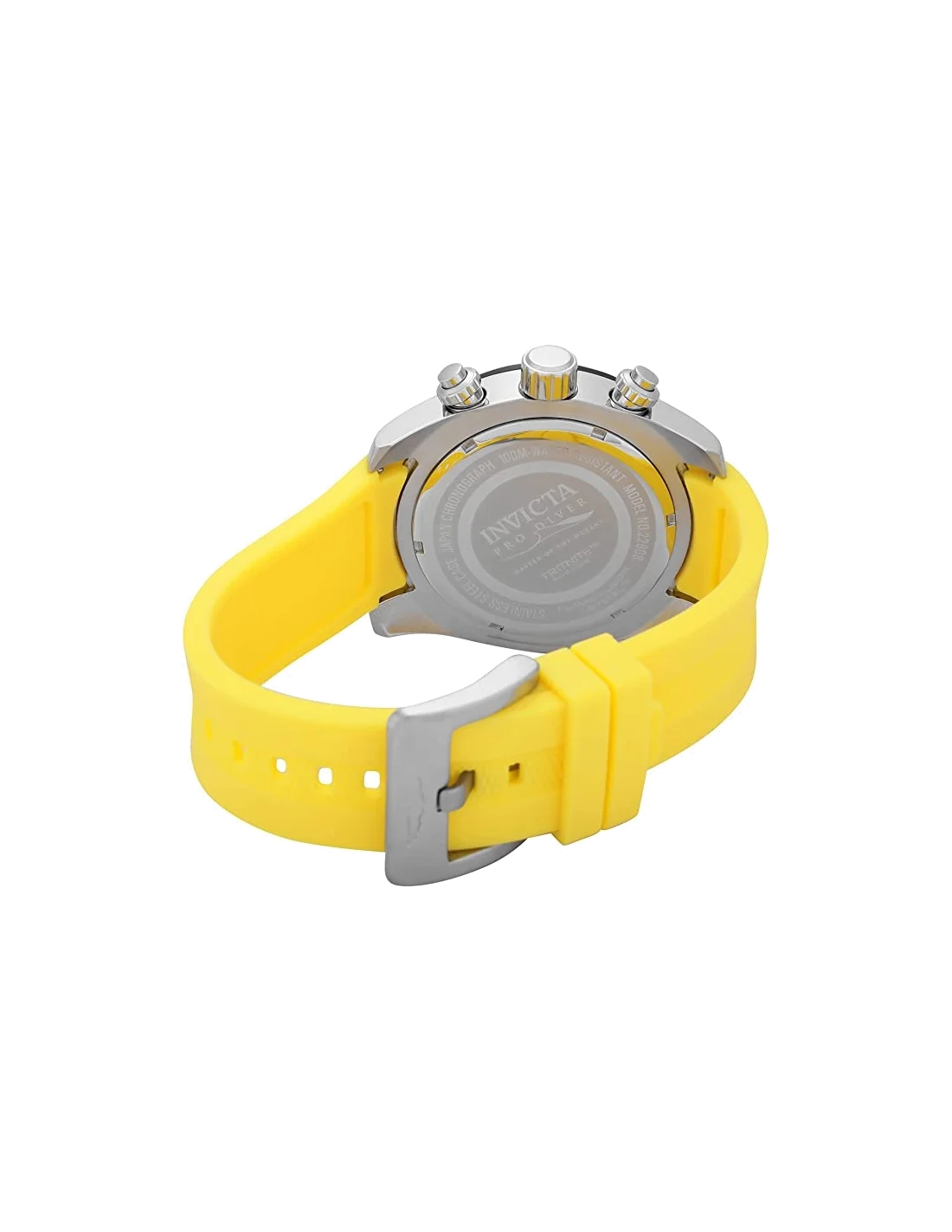 Montre homme Invicta Quartz Pro Diver avec bracelet en silicone jaune vue 3